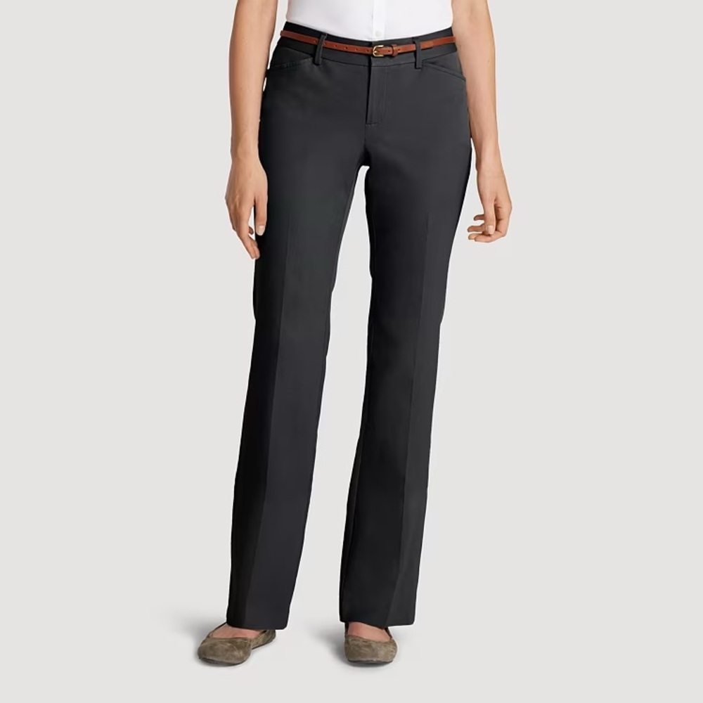 Eddie Bauer StayShape Twill Trousers Curvy Fit Gray Pant - Size T18 TALL!